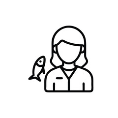 And vector of a female figure with a fish icon on a background woman person
