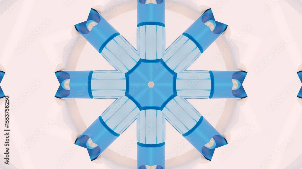Poster elegant 3d kaleidoscope animation with geometric mosaic ornaments and abstract background motion for