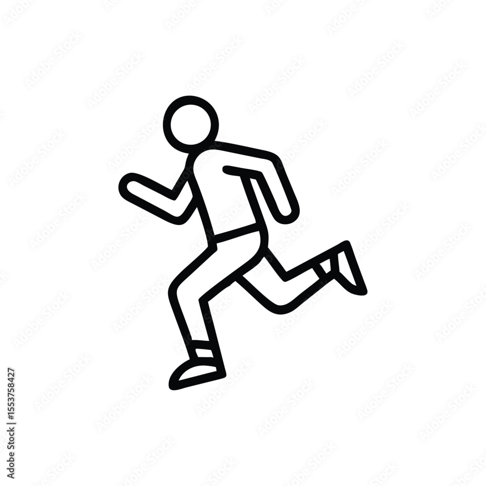 Poster line art of a running person on a background in a simple graphic style human figure