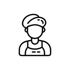And line art of a chef wearing a hat and apron on a background cooking cook