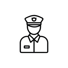 Outline of a police officer wearing a hat uniform and badge on background policeman