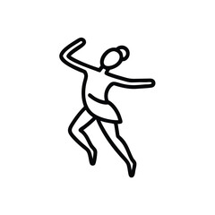 Line art of a dancing ballerina with arms raised and legs extended on background