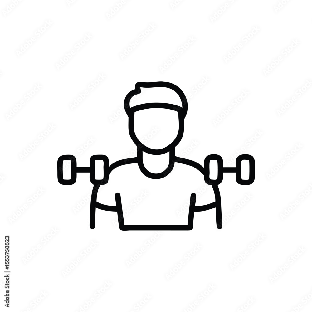 Poster line of a person lifting weights with dumbbells on a background vector