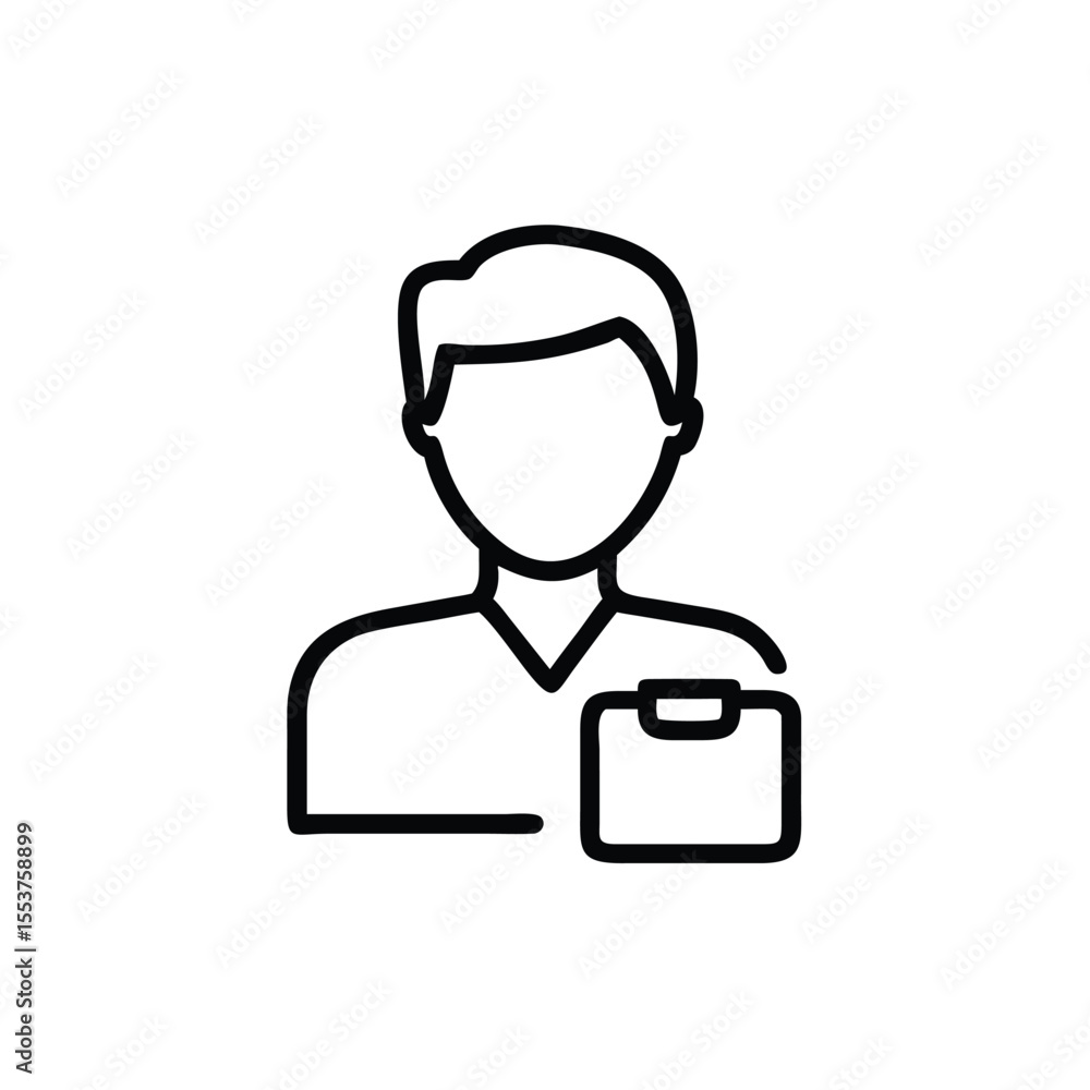 Poster outline of a person with a briefcase or document holder on background vector