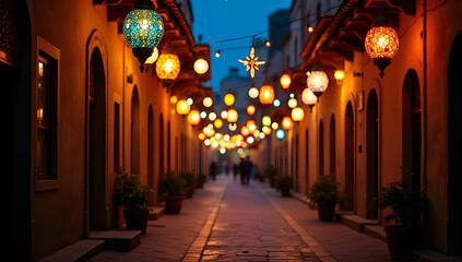 Fototapeta premium Lanterns of Ramadan: Celebrating Under the Stars