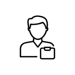 Outline of a person with a briefcase or document holder on background vector