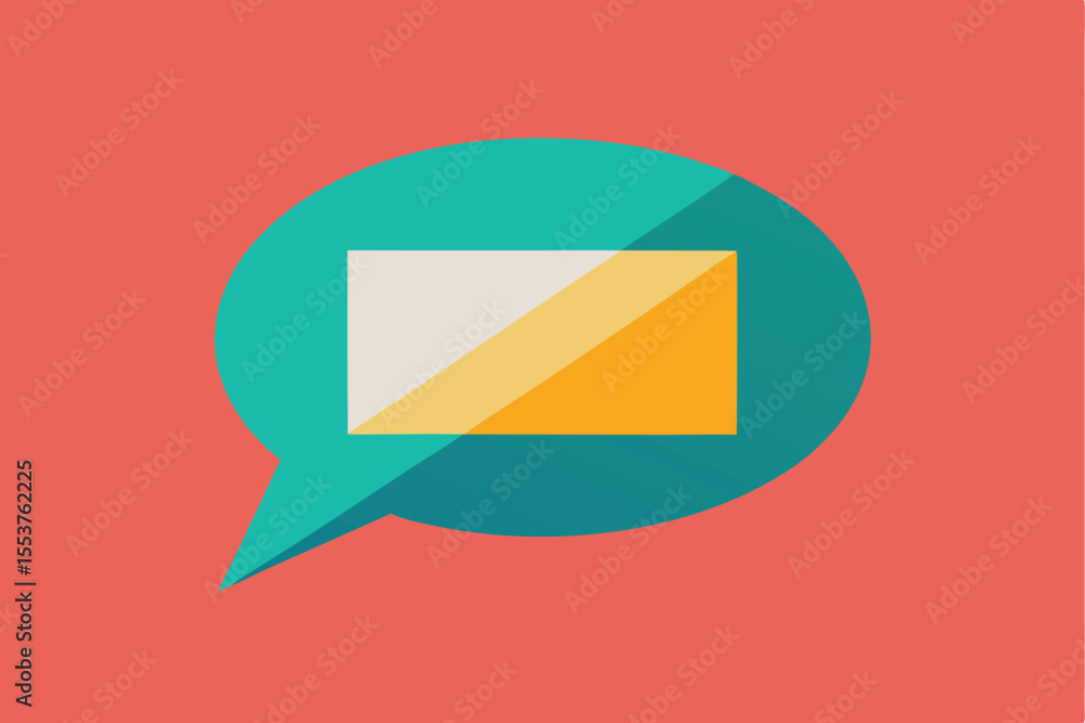 Aufkleber simple geometric speech bubble design featuring a flat turquoise shape with a contrasting yellow rec