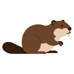 Obraz premium North American beaver Castor canadensis illustration. Brown beaver sitting on white background. Cute beaver image perfect for Canada Day celebrations and children's books.