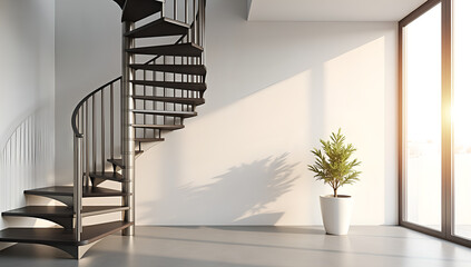 Elevated Elegance: Modern Spiral and Pristine Backdrop