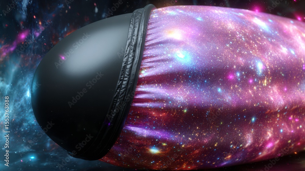 Poster futuristic cosmic object with colorful nebula design displaying vibrant stars and galaxies against a
