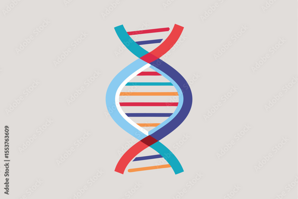 Poster minimalist design of a colorful dna helix representing genetic structure and biological diversity in