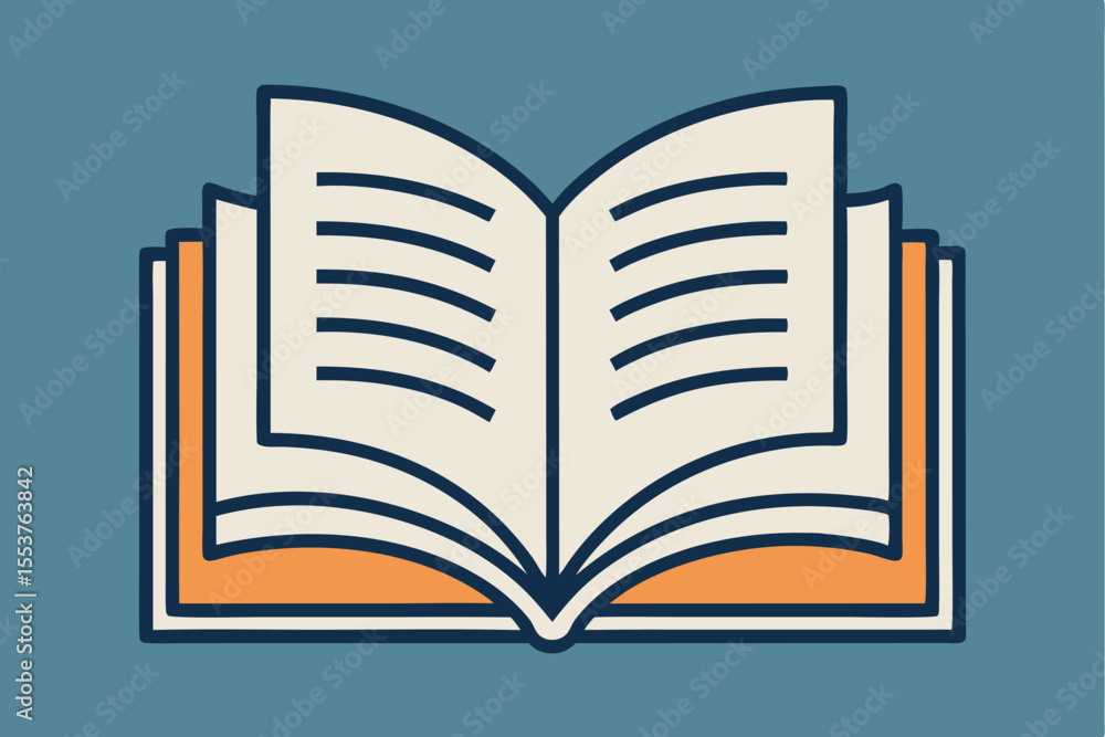 Poster opened book line icon design featuring clear lines and simple colors to represent the beauty of read
