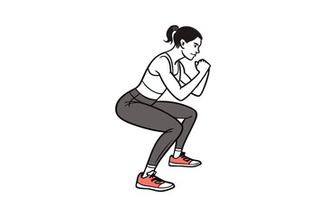 Squatting Exercise Woman Drawing