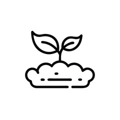 Line art of a plant sprouting from soil with two leaves on a background vector