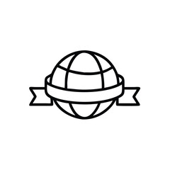 Outline globe with ribbon banner graphic on background Inclusivity concept earth