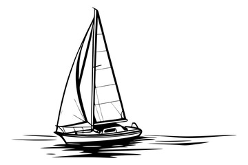 Sailboat Line Drawing on Water