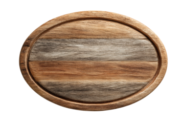 PNG Round wooden serving board with rustic plank design for kitchen and dining decor