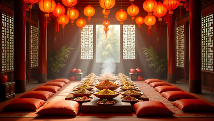 Festive Oriental Elegance: A Lantern-lit Celebration