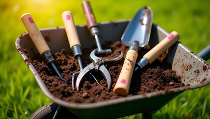 Earthy Essence: A Wheelbarrow's Gardening Charm