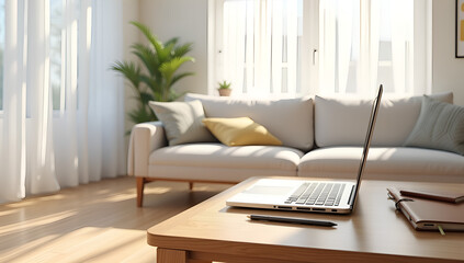 Bright Living Room: A Paradigm of Modern Remote Work Setup