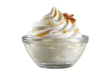 PNG Creamy vanilla soft serve in glass dish with star anise garnish