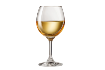 PNG Clear glass of white wine against white background