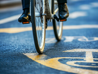 Urban Cycling: Close-up on Bicycle Wheel and Pedal