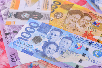 Philippines money, peso, paper banknotes, cash. Philippines money for business