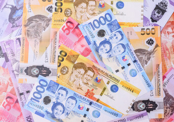 Philippines money, peso, paper banknotes, cash. Philippines money for business