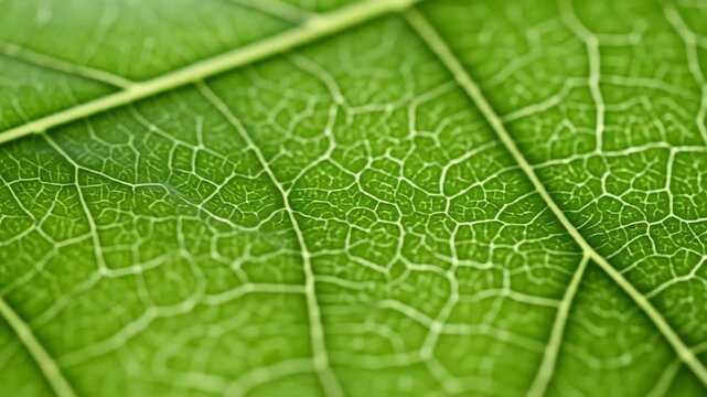 Intricate Green Leaf Veins Captured in Macro Detail for Biological Study