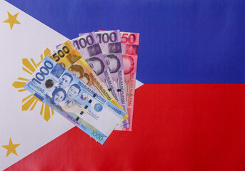 Philippines money, peso, paper banknotes, cash. Philippines money for business