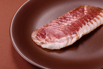 Sliced ham, meat, pork or turkey sausage for sandwiches. Ham slices, food