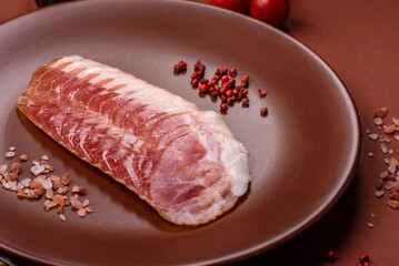Sliced ham, meat, pork or turkey sausage for sandwiches. Ham slices, food