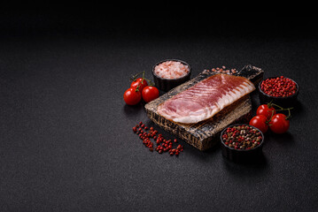 Sliced ham, meat, pork or turkey sausage for sandwiches. Ham slices, food