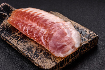 Sliced ham, meat, pork or turkey sausage for sandwiches. Ham slices, food