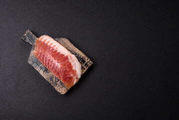 Sliced ham, meat, pork or turkey sausage for sandwiches. Ham slices, food