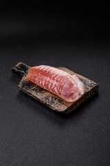 Sliced ham, meat, pork or turkey sausage for sandwiches. Ham slices, food