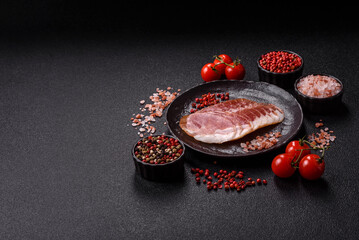 Sliced ham, meat, pork or turkey sausage for sandwiches. Ham slices, food