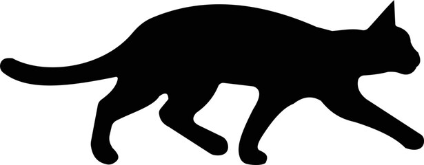 Cat silhouette icon. Black cat icon vector isolated on transparent background. Perfect for logos, decals, apparel design. Vector illustration.