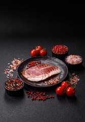 Sliced ham, meat, pork or turkey sausage for sandwiches. Ham slices, food
