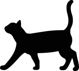 Cat silhouette icon. Black cat icon vector isolated on transparent background. Perfect for logos, decals, apparel design. Vector illustration.