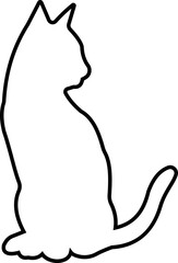 Cat silhouette icon. Black cat outline icon vector isolated on transparent background. Perfect for logos, decals, apparel design. Vector illustration.