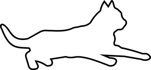 Cat silhouette icon. Black cat outline icon vector isolated on transparent background. Perfect for logos, decals, apparel design. Vector illustration.