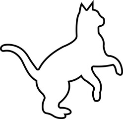 Cat silhouette icon. Black cat outline icon vector isolated on transparent background. Perfect for logos, decals, apparel design. Vector illustration.