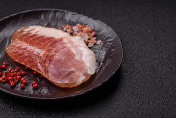 Sliced ham, meat, pork or turkey sausage for sandwiches. Ham slices, food