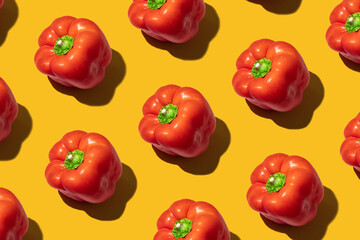 Red Bell Pepper Pattern on Solid Color Background