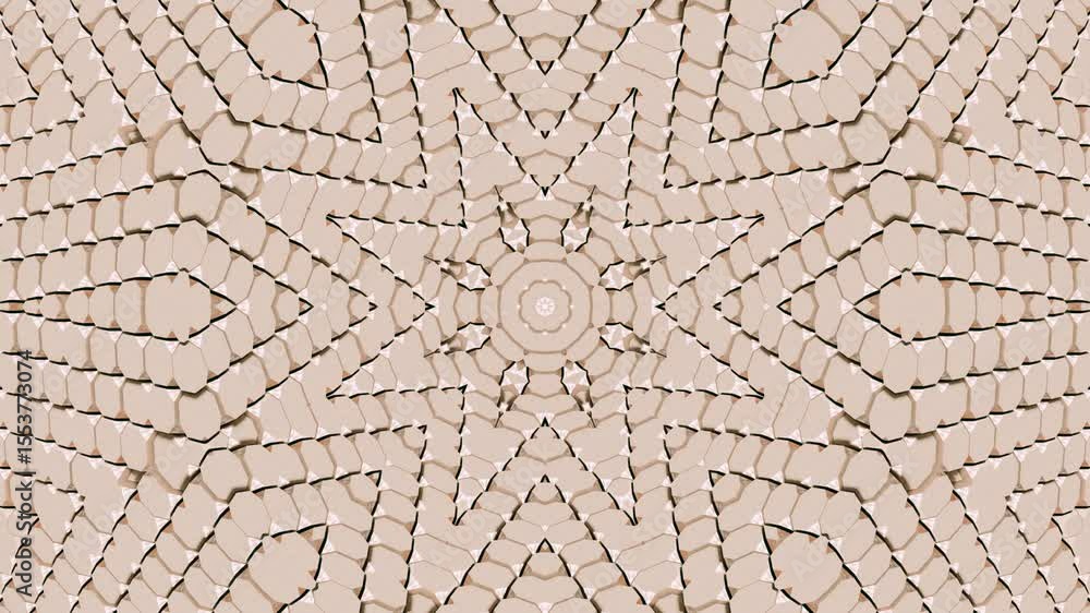 Poster intricate kaleidoscopic loop in abstract 3d mosaic style with geometric ornament patterns for multim