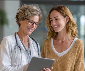 Trusted Medical Consultation Doctor and Patient Reviewing Health Information on a Tablet, Fostering Open Communication and Personalized Care