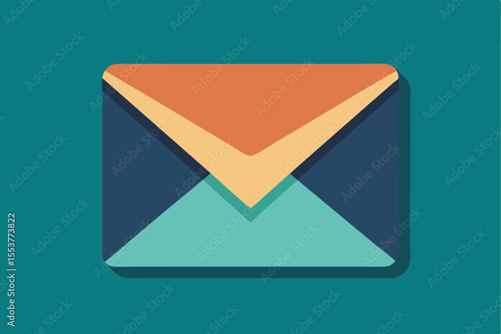Poster simple geometric design of a flat envelope icon featuring a distinct triangular flap in muted colors