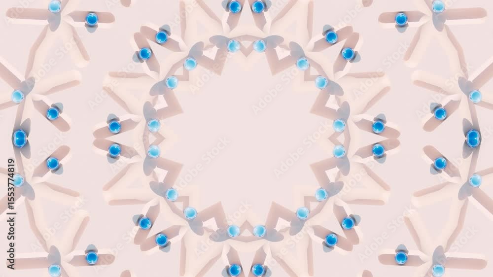 Poster seamless abstract kaleidoscope animation featuring geometric 3d mosaic patterns and elegant ornament